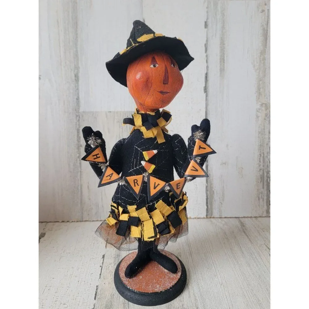 Sharon‎ Andrews folk art pumpkin harvest figure ESC trading 2002 Halloween